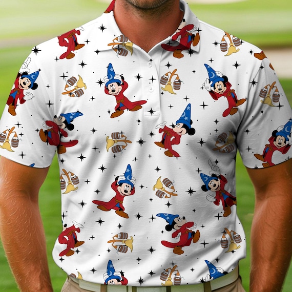 Mickey Fantasia 85th Sorcerer Golf Polo Shirt, Father's Day Gift, Custom Golf Lovers Short Sleeve Shirt, Dad Birthday Gifts