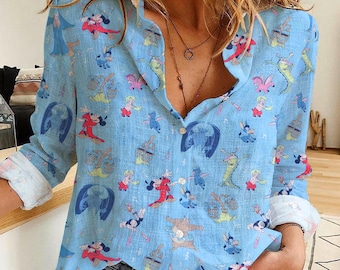 Mickey Fantasia Women's Casual Shirt, Disney Magic Kingdom Blouse