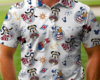 Polo Mickey y sus amigos, crucero Time Line Destiny, regalo para el Día del Padre, camiseta de manga corta para amantes del golf en Navidad, regalos de Navidad para papá.