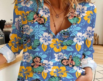 Lilo & Stitch Aloha Shirt, Women's Disney Button-Up Blouse