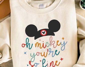 Mickey Mouse Embroidered Sweatshirt, Retro Disney Fan Sweater