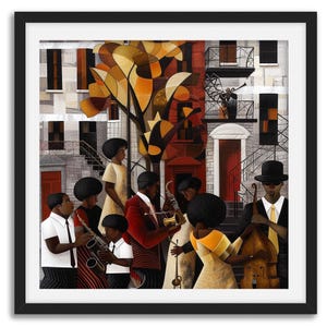 Harlem Renaissance Jazz Musicians Art Print: Afro Bauhaus Bohemian Style (Style 1A)