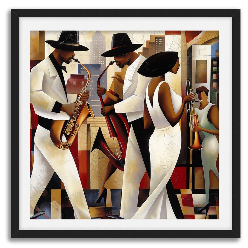 Harlem Renaissance Jazz Musicians Art Print: Afrocentric Bauhaus Decor ...