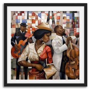 Harlem Jazz Musicians Print: Afrocentric Bauhaus Art (Style 06)
