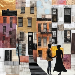 Harlem Neighborhood Art Print The Proposal Harlem Life Black Couple Love Romance Wall Art African American Art Harlem Brownstones - Style 10