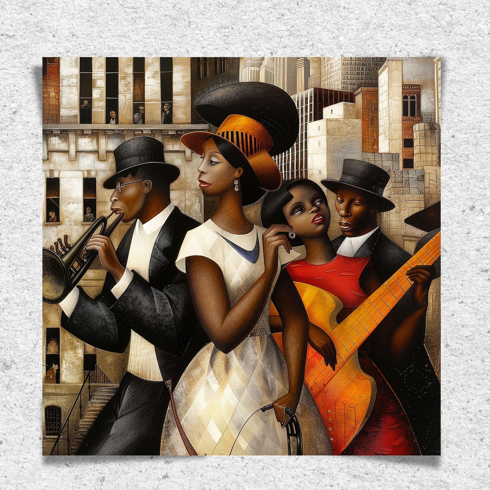 Harlem Renaissance Afrocentric Print Abstract Bauhaus Art Afro Bohemian ...