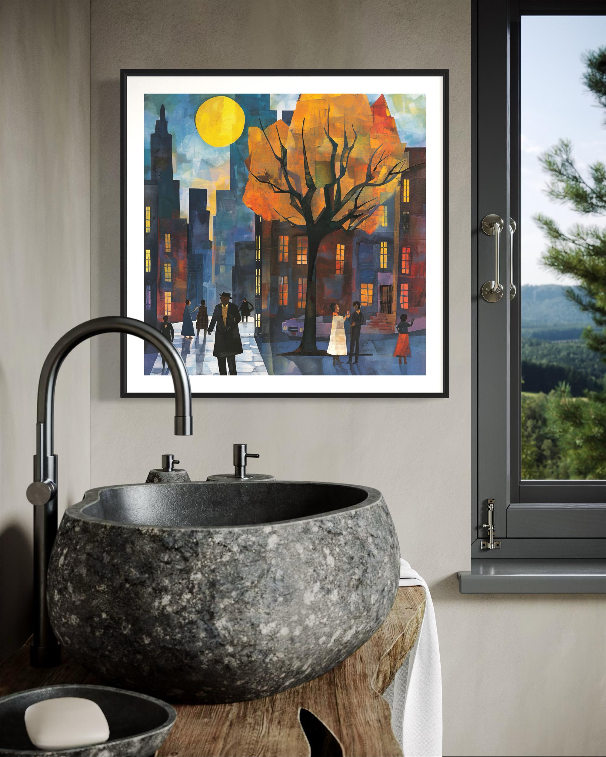Harlem Neighborhood Street Life Art Print: Afrocentric Abstract Wall ...