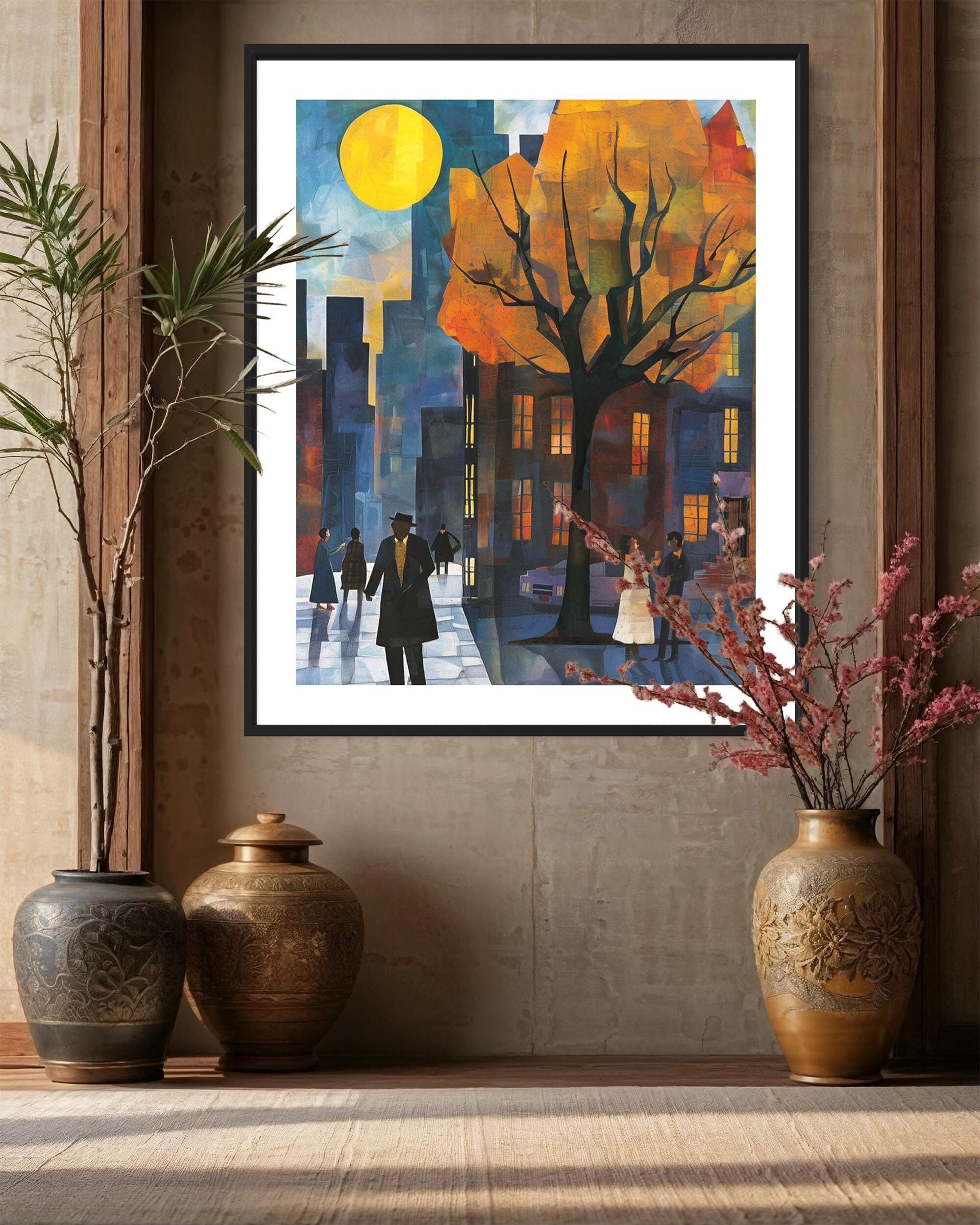 Harlem Neighborhood Street Life Art Print: Afrocentric Abstract Wall ...