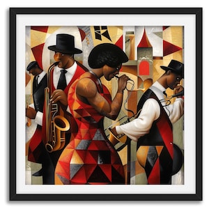 Harlem Renaissance Jazz Musicians Art Print: Afro-Bohemian Decor (Style 02)