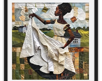 Black Woman Abstract Quilt Art Print - Series 02