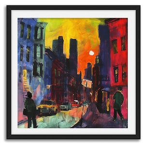 Harlem Street Night Wall Art Print Afrocentric Abstract Art Print African American Art Harlem Lifestyle Modern Wall Art Decor - Style 07