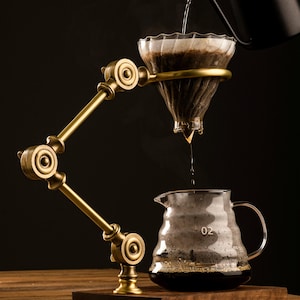 Elegant V60 Coffee Dripper Stand, Glass Dripper, Brass Pour Over Coffee Stand Xmas Valentines Day Gift For Coffee Lovers