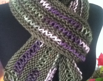 The Lunamuse Scarf - openwork lace scarf with fringe - PDF knitting pattern for needle size US 10.5/6.5 mm