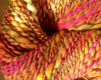Psychodelica - 3 ply handspun yarn - 6oz  182 yards - handdyed wool blend, cotton,hemp