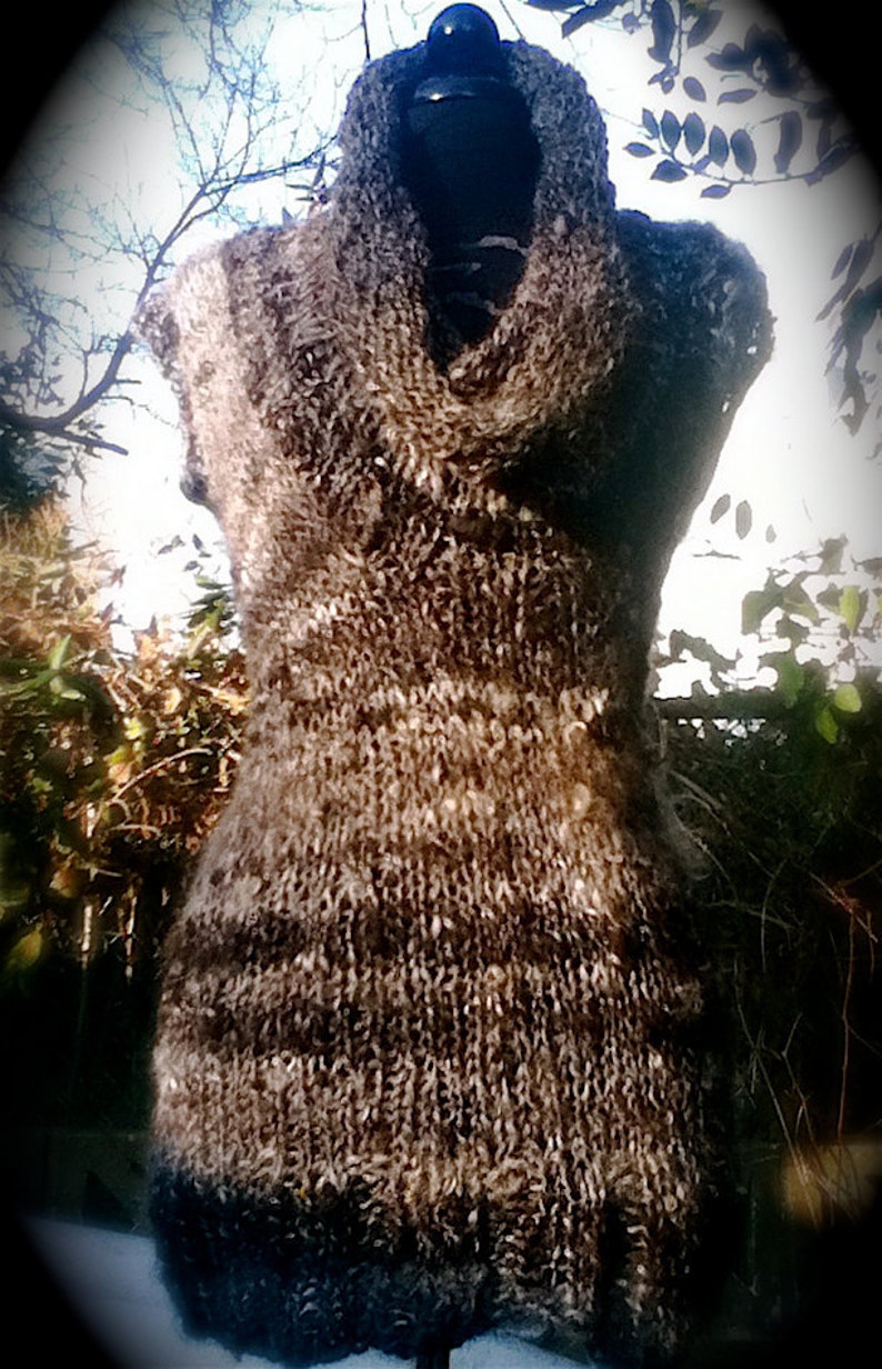 Artemis Cowlneck Sweater PDF Knitting Pattern for handspun yarn US 10/11 8 mm image 1