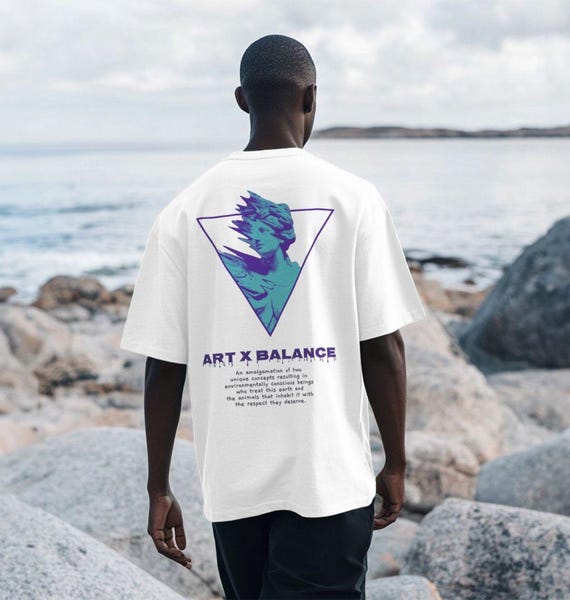 T-shirt oversize da uomo in cotone biologico ispirata all'arte