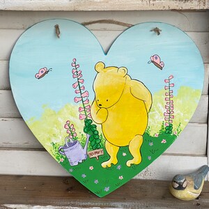 Winnie the Pooh Walking in the Garden Hand Painted Inspired Acrylic on Wood