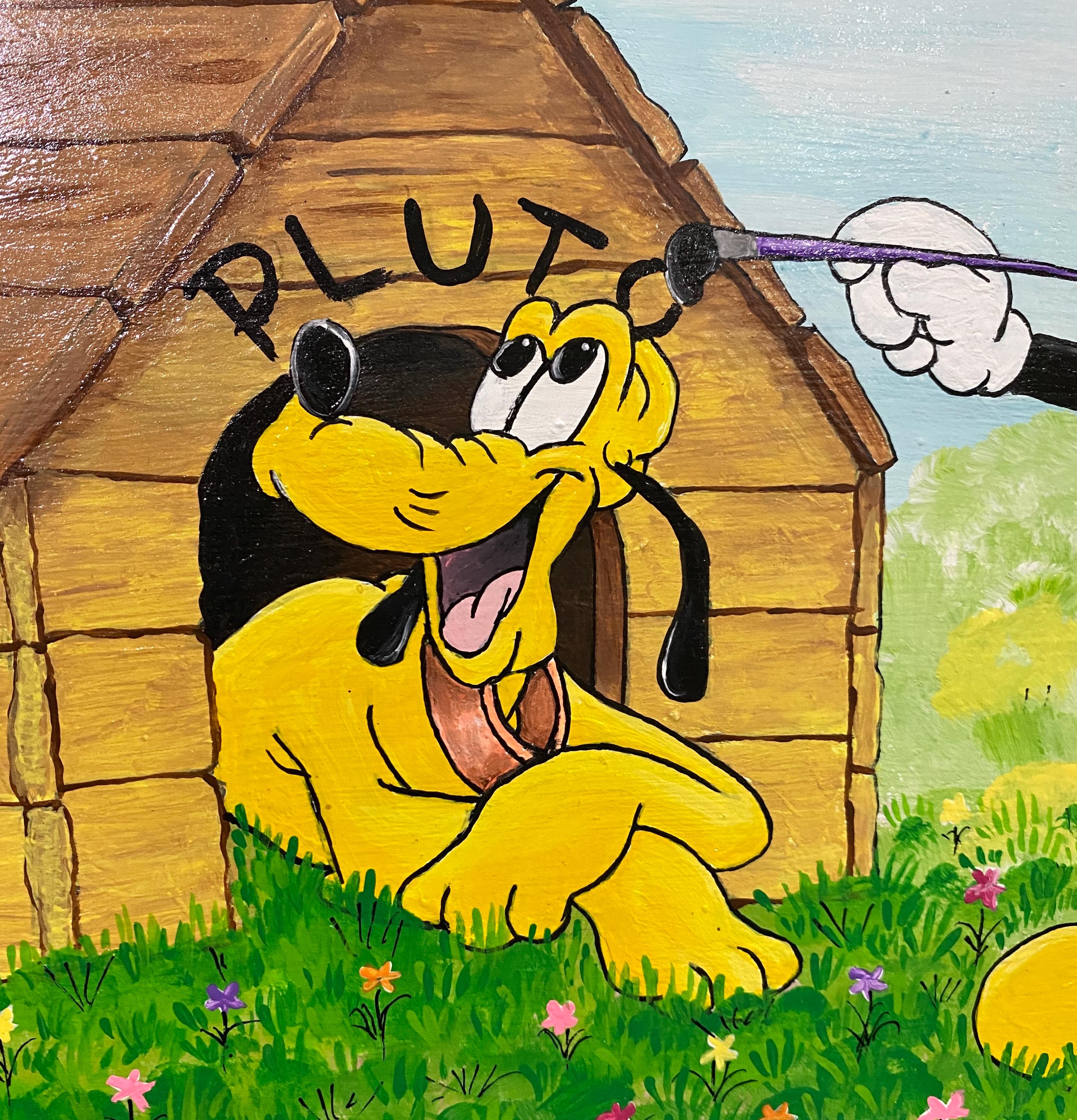 Mickey Mouse Painting: Pluto's Dog House, Acrylic on Wood - Etsy