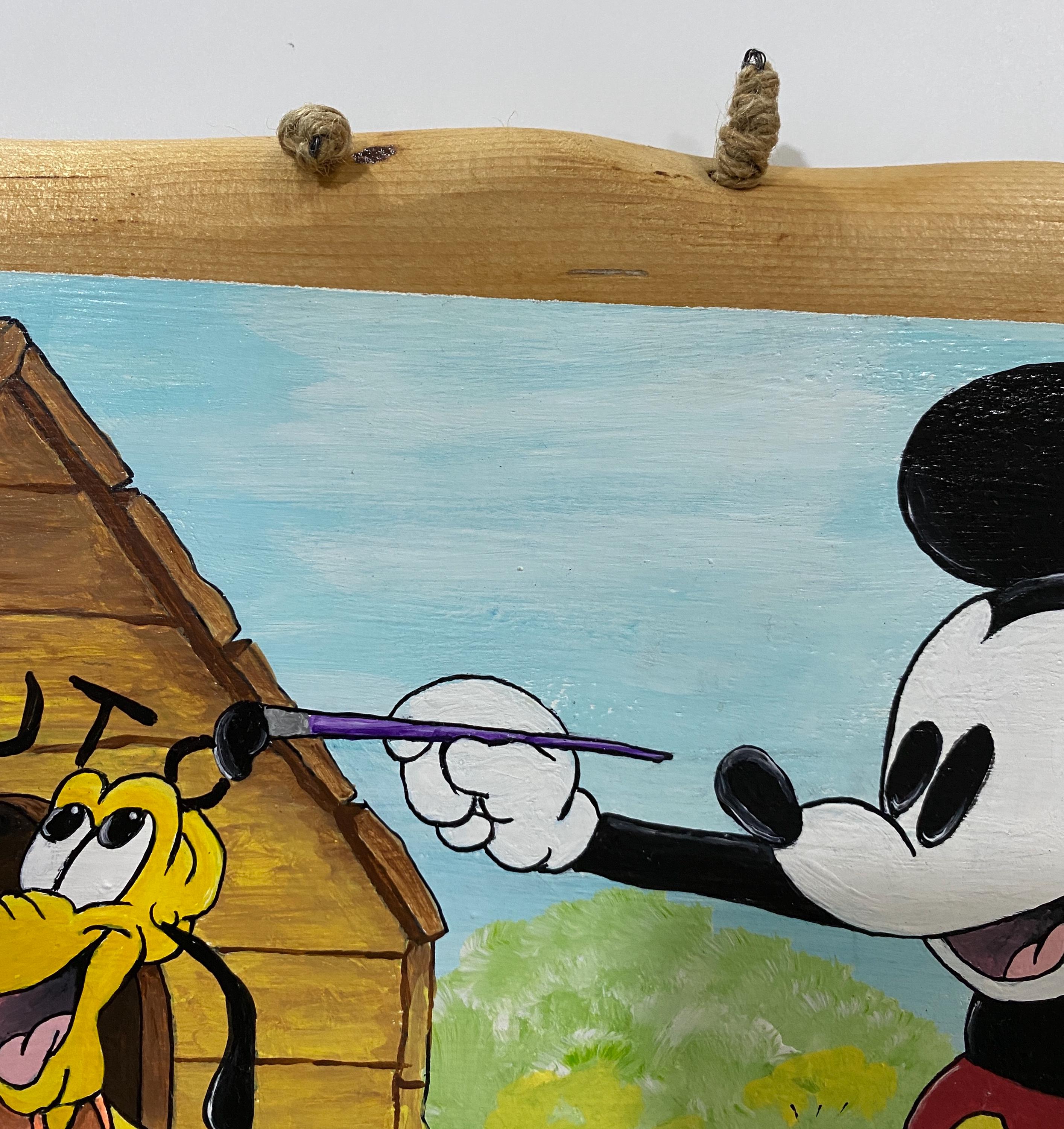Mickey Mouse Painting: Pluto's Dog House, Acrylic on Wood - Etsy
