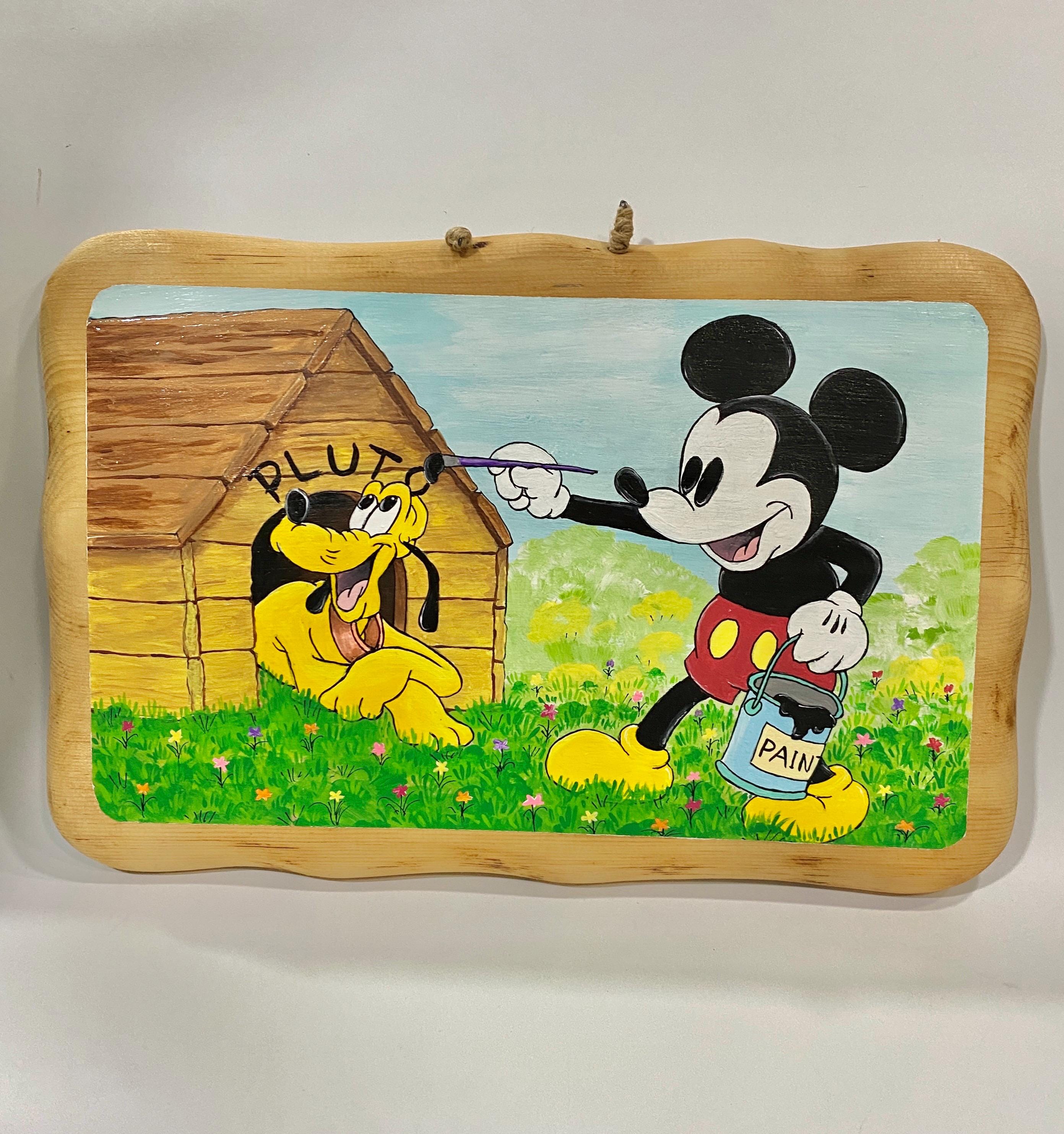 Mickey Mouse Painting: Pluto's Dog House, Acrylic on Wood - Etsy