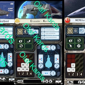 Varias estadísticas y tarjetas base de Star Wars Armada
