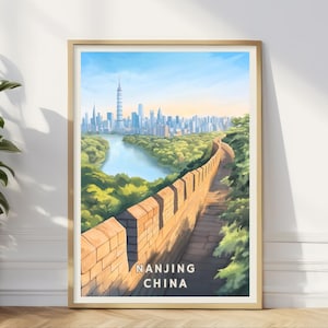 Nanjing China Poster, Ancient City Skyline Wall Art, Chinese Architecture Print, Modern China Decor, Historic Illustration, Travel Gift