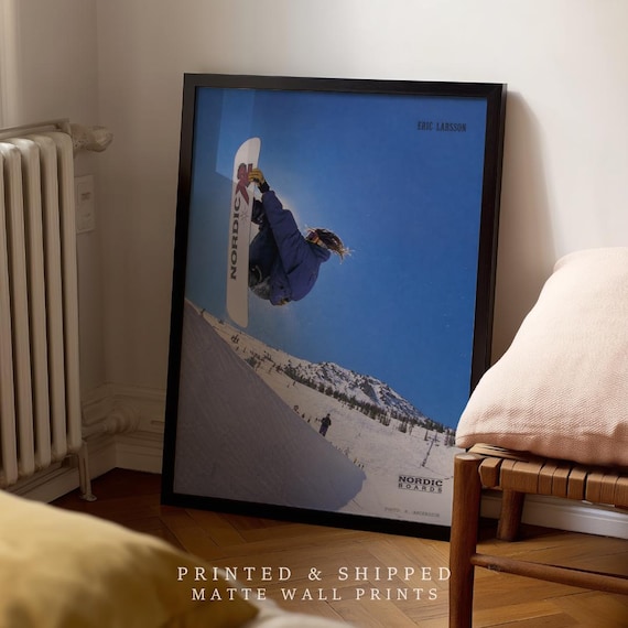90s Snowboard Ad Poster: Vintage Halfpipe Action Photography Print