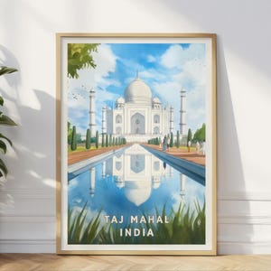 Taj Mahal India Poster, Iconic Landmark Wall Art, Mughal Architecture Print, Indian Travel Decor, Cultural Bedroom Office Living Room Art