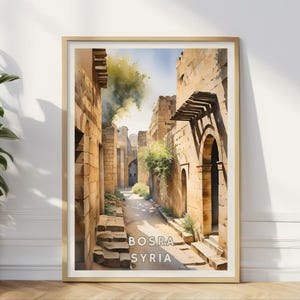Bosra Syria Poster, Ancient Syrian Architecture Wall Art, Cultural Artwork, Middle Eastern Print, Historic Cityscape, Archeology Home Decor