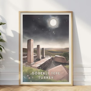 Göbekli Tepe Turkey Poster, Ancient Ruins Wall Art, Neolithic Archaeology Print, Night Landscape, Historic Travel Decor, Mystical Wall Art