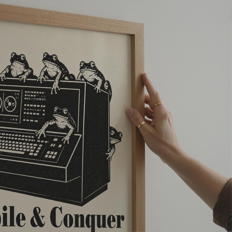 Computer Programming Poster: Coding Competition, Frog Art, Vintage Computer Print, Coder Office Wall Art Home Decor
