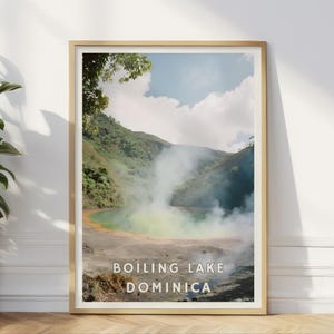 Boiling Lake Dominica Poster, Caribbean Adventure Travel, Boiling Lake Nature Wall Art, Dominica Travel, Morne Trois Pitons National Park