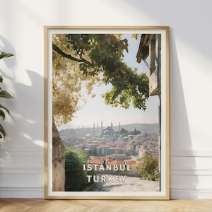 Istanbul Skyline Poster: Turkey Travel Photography, Ottoman Decor