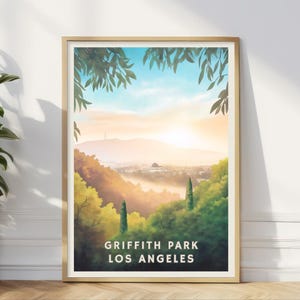Griffith Park Los Angeles Poster, California Landscape Wall Art, Observatory Skyline Print, Nature Decor, Scenic LA Park, Home Office Art