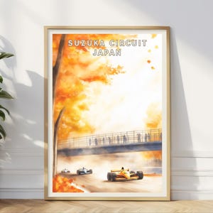 Suzuka Rennstrecke Japan Poster, Formel 1 Racing Print, Herbst F1 Wandkunst, Grandprix Dekor von Japan, Motorsport Fan Geschenk, Home Office Art