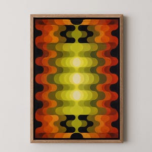 Mid Century Abstract Poster: Retro 70s Psychedelic Wave Pattern Print, Groovy Geometric Wall Art, Modern Living Room or Bedroom Home Decor