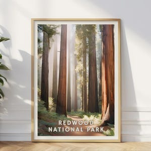 Redwood National Park Poster, California Forest Wandkunst, Riesige Redwoods Druck, Naturdekor, USA Reisegeschenk für Wohnzimmer oder Büro
