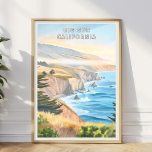 Big Sur California Poster, Pacific Coast Highway Wall Art, Coastal Cliff Landscape Print, West Coast Travel Decor, Ocean Home or Office Art