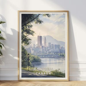 Affiche Montréal Canada, impression ville, vue Mont Royal, décoration murale voyage Québec, paysage naturel urbain, oeuvre d'art pour bureau à domicile