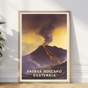 Pacaya Volcano Guatemala Poster, Nature Mountain Travel Print, Volcano Gallery Wall Art, Adventure Decor, Tropical Lava Home or Office Decor