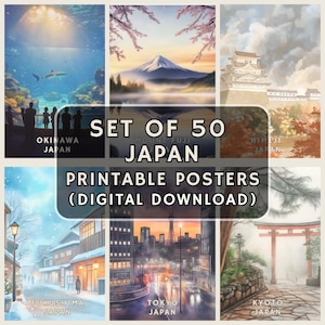 Set reisposters Japan: 50 prints, Kyoto, Tokio, Fuji (digitale download)