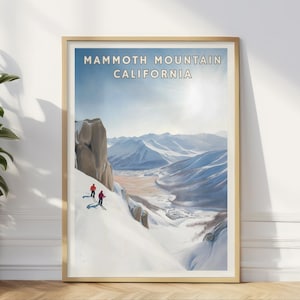 Mammoth Mountain Poster, California Ski Resort Wall Art, Winter Landscape Print, Snowy Mountain Decor, Skiing Gift, Lodge Cabin Art