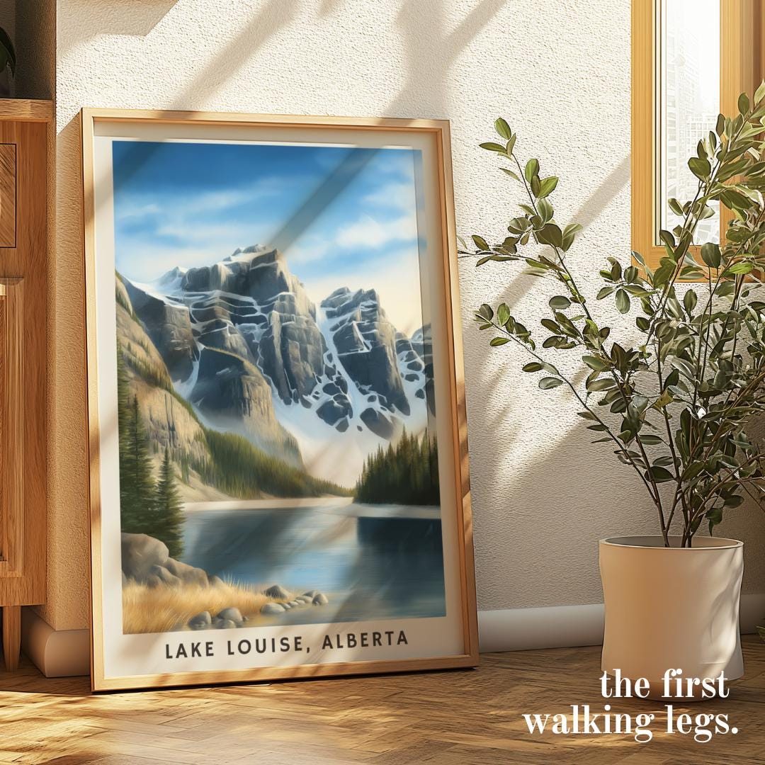 Lake Louise Alberta Poster: Canadian Rockies Wall Art With Snowy Peaks ...