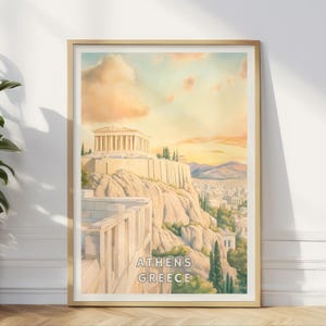 Athens Greece Travel Poster, Acropolis Art Print, Greek Philosophy Decor, Ancient Architecture, History Gift, Greece Travel, Athens Print