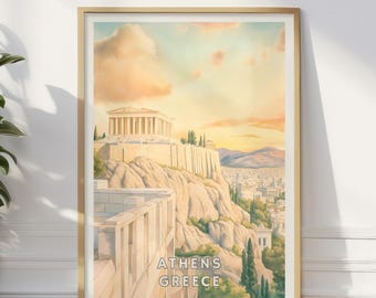 Athens Greece Travel Poster, Acropolis Art Print, Greek Philosophy Decor, Ancient Architecture, History Gift, Greece Travel, Athens Print