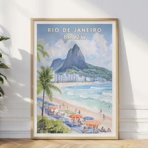 Póster de Río de Janeiro, Brasil, arte mural de la playa de Copacabana, impresión del Pan de Azúcar, decoración de viajes tropicales, verano en Sudamérica, ciudad costera
