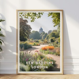 Kew Gardens Poster, London Botanischer Kunstdruck, Königliche Botanische Gärten Wandkunst, Natur London, UK Reisekunst, Botanische Landschaftsdruck