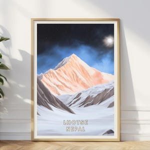 Lhotse Nepal Poster, Himalayan Mountain Print, High Altitude Landscape Art, Snowy Peak Wall Decor, Adventure Travel Home Office Print