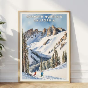 Mammoth Mountain California Poster, Skiing Wall Art, Snowy Sierra Nevada Print, Winter Landscape Travel Decor, Adventure Artwork