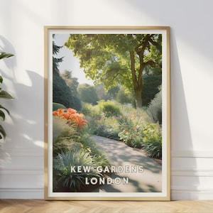 Kew Gardens London Poster, Botanischer Kunstdruck, Wandkunst Royal Botanic Gardens, Natur Park London, UK Reisekunst, Botanische Landschaft